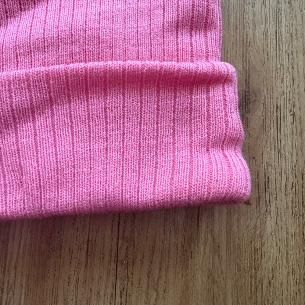 PACSUN Cable Knit Ribbed Beanie Hat Pink Unisex NWT One Size - Picture 4 of 6